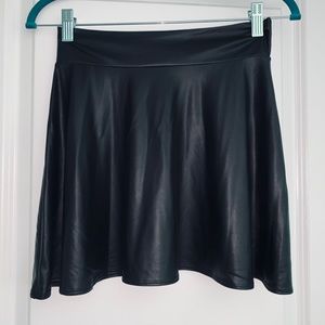 Black Faux leather Skater Skirt
